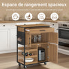 Prévente SoBuy FKW134-N Desserte de cuisine à roulettes 67 cm avec tiroir, casier à vin et crochets – Style industriel bois et métal