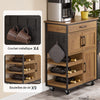 Prévente SoBuy FKW134-N Desserte de cuisine à roulettes 67 cm avec tiroir, casier à vin et crochets – Style industriel bois et métal