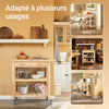 SoBuy FKW24-II-N Desserte de Cuisine sur Roulettes en Bois d'Hévéa – 2 Tiroirs, 2 Étagères, Meuble Cuisine Compact 80×40×90 cm