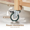 SoBuy FKW24-II-N Desserte de Cuisine sur Roulettes en Bois d'Hévéa – 2 Tiroirs, 2 Étagères, Meuble Cuisine Compact 80×40×90 cm