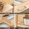 SoBuy FKW24-II-N Desserte de Cuisine sur Roulettes en Bois d'Hévéa – 2 Tiroirs, 2 Étagères, Meuble Cuisine Compact 80×40×90 cm