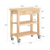 SoBuy FKW24-II-N Desserte de Cuisine à roulettes en Bois d’Hévéa – Chariot de Rangement avec 2 Tiroirs et 2 Étagères – Meuble Cuisine Compact 80x40x90 cm