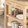 SoBuy FKW24-II-N Desserte de Cuisine à roulettes en Bois d’Hévéa – Chariot de Rangement avec 2 Tiroirs et 2 Étagères – Meuble Cuisine Compact 80x40x90 cm