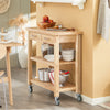 SoBuy FKW24-II-N Desserte de Cuisine à roulettes en Bois d’Hévéa – Chariot de Rangement avec 2 Tiroirs et 2 Étagères – Meuble Cuisine Compact 80x40x90 cm