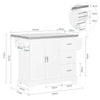 SoBuy FKW41-ST Desserte de Cuisine à roulettes Îlot Central avec Plan de Travail Extensible 2 Tiroirs et Étagères Réglables Chariot Mobile pour Cuisine ou Salle à Manger 130 x 46 (+ 25) x 91 cm