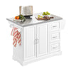 SoBuy FKW41-ST Desserte de Cuisine à roulettes Îlot Central avec Plan de Travail Extensible 2 Tiroirs et Étagères Réglables Chariot Mobile pour Cuisine ou Salle à Manger 130 x 46 (+ 25) x 91 cm