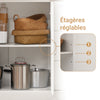 SoBuy FKW41-ST Desserte de Cuisine à roulettes Îlot Central avec Plan de Travail Extensible 2 Tiroirs et Étagères Réglables Chariot Mobile pour Cuisine ou Salle à Manger 130 x 46 (+ 25) x 91 cm