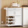 SoBuy FKW45-E-WN desserte Cuisine avec Prise, 75x37,6x86,5 cm, Cuisine et café | Avec casier à bouteilles et pieds interchangeables, desserte à roulettes cuisine avec plan de travail, MDF/PB