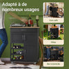 SoBuy FKW45-SCH Desserte de Cuisine sur Roulettes avec Casier à Vin – Plan de Travail Bois Massif, 1 Tiroir, 2 Portes, Noir, 67×38×86 cm