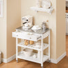 SoBuy FKW47-II-W Desserte de Cuisine à Roulettes avec Plateau Acier INOX, 1 Tiroir et 2 Étagères Ouvertes, Îlon Central Charge 70 kg – 81x45x90 cm, Blanc