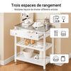 SoBuy FKW47-II-W Desserte de Cuisine à Roulettes avec Plateau Acier INOX, 1 Tiroir et 2 Étagères Ouvertes, Îlon Central Charge 70 kg – 81x45x90 cm, Blanc