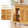 SoBuy FKW69-N Desserte de Cuisine à Roulettes avec Plan Extensible INOX 46→71cm, 2 Tiroirs et Étagères Réglables, Charge 100 kg – 115x46x92 cm, Naturel