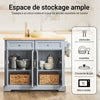 SoBuy FKW71-II-HG Ìlot Cuisine Mobile avec Plan Extensible – Gain de Place, Gris
