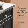SoBuy FKW71-III-SCH Îlot de Cuisine Mobile avec Plan Inox Extensible 46–71 cm – 2 Tiroirs, Étagères Réglables, Noir