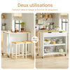 SoBuy FKW74-WN Desserte de Cuisine à Roulettes avec Plan de Travail, 2 Tiroirs et 2 Étagères, Meuble Micro-Ondes, Charge 60 kg – 100x60x94 cm, Blanc et Naturel