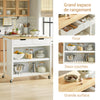 SoBuy FKW74-WN Desserte de Cuisine à Roulettes avec Plan de Travail, 2 Tiroirs et 2 Étagères, Meuble Micro-Ondes, Charge 60 kg – 100x60x94 cm, Blanc et Naturel