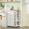 SoBuy FKW75-WN Desserte de Cuisine à Roulettes avec Placard et Étagère Latérale 3 Niveaux – Blanc/Naturel, 60 × 40 × 92 cm