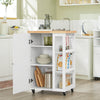 SoBuy FKW75-WN desserte Cuisine avec roulettes et étagère latérale – Meuble de Cuisine Blanc avec Porte Unique – Chariot de Service pour Rangement Cuisine et Plan de Travail Compact, 60x92x45cm
