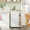 SoBuy FKW75-WN Desserte de Cuisine à Roulettes avec Placard et Étagère Latérale 3 Niveaux – Blanc/Naturel, 60 × 40 × 92 cm