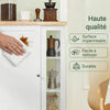 SoBuy FKW75-WN Desserte de Cuisine à Roulettes avec Placard et Étagère Latérale 3 Niveaux – Blanc/Naturel, 60 × 40 × 92 cm