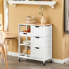SoBuy FKW79-W Meuble Cuisine Desserte de Cuisine à roulettes, Desserte Rangement avec 3 Tiroirs et 1 Tablette Amovible, Meuble de Rangement Cuisine, L68xP38xH85cm, Blanc