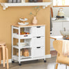 SoBuy FKW79-W Meuble Cuisine Desserte de Cuisine à roulettes, Desserte Rangement avec 3 Tiroirs et 1 Tablette Amovible, Meuble de Rangement Cuisine, L68xP38xH85cm, Blanc