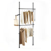 SoBuy FRG109-II-SCH Tringle à Vêtements Télescopique, Portant à Vêtements Robuste, Penderie Ouverte Réglable avec Barres de Suspension pour Chambre, Dressing, Noir