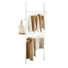 SoBuy FRG109-II-W Tringle à Vêtements Télescopique, Portant à Vêtements Robuste, Penderie Ouverte Réglable avec Barres de Suspension pour Chambre, Dressing, Blanc