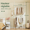 SoBuy FRG109-II-W Tringle à Vêtements Télescopique, Portant à Vêtements Robuste, Penderie Ouverte Réglable avec Barres de Suspension pour Chambre, Dressing, Blanc