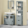 SoBuy FRG126-SG Meuble Colonne Salle de Bain Meuble de Rangement avec 4 Étagères et 2 Tiroirs Modulables Petit Salle de Bain Bois, Anti-Bascule, Gain de Place pour WC et Toilette 30x30x140