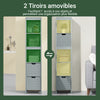 SoBuy FRG126-SG Meuble Colonne Salle de Bain Meuble de Rangement avec 4 Étagères et 2 Tiroirs Modulables Petit Salle de Bain Bois, Anti-Bascule, Gain de Place pour WC et Toilette 30x30x140