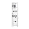 SoBuy FRG126-W Meuble Colonne de Salle de Bain Armoire Toilette Haute avec 4 étagères et 2 tiroirs 30x30x144 cm, Blanc
