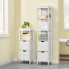 SoBuy FRG126-W Meuble Colonne de Salle de Bain Armoire Toilette Haute avec 4 étagères et 2 tiroirs 30x30x144 cm, Blanc