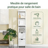 SoBuy FRG126-W Meuble Colonne de Salle de Bain Armoire Toilette Haute avec 4 étagères et 2 tiroirs 30x30x144 cm, Blanc