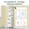 SoBuy FRG126-W Meuble Colonne de Salle de Bain Armoire Toilette Haute avec 4 étagères et 2 tiroirs 30x30x144 cm, Blanc