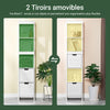 SoBuy FRG126-W Meuble Colonne de Salle de Bain Armoire Toilette Haute avec 4 étagères et 2 tiroirs 30x30x144 cm, Blanc