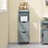 SoBuy FRG127-SG Meuble Salle de Bain Commode – Petit Meuble Rangement avec 2 Paniers – Colonne Compacte pour Toilette en Bois, Armoire de Salle de Bain Moderne, Gris, 30x89x30 cm