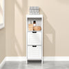 SoBuy FRG127-W Meuble Salle de Bain Commode – Petit Meuble Rangement avec 2 Paniers – Colonne Compacte pour Toilette en Bois, Armoire de Salle de Bain Moderne, Blanc, 30x89x30 cm