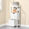 SoBuy FRG127-W Meuble Salle de Bain Commode – Petit Meuble Rangement avec 2 Paniers – Colonne Compacte pour Toilette en Bois, Armoire de Salle de Bain Moderne, Blanc, 30x89x30 cm