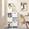 SoBuy FRG127-W Meuble Salle de Bain Commode – Petit Meuble Rangement avec 2 Paniers – Colonne Compacte pour Toilette en Bois, Armoire de Salle de Bain Moderne, Blanc, 30x89x30 cm
