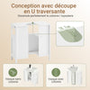 SoBuy FRG128-II-W Meuble sous Vasque avec 2 Portes Coulissantes – Découpe U Ajustable, Anti-Humidité, Blanc, 60×30×60 cm