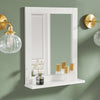 SoBuy FRG129-W Armoire Murale Salle de Bain avec Miroir Meuble Haut Suspendu Étagère Murale de Rangement Compacte Idéal pour Salle de Bain, WC, Buanderie Blanc 40x49x10cm