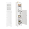 SoBuy FRG177-II-W Meuble Salle de Bain 20 cm de Largeur sur Pied avec Support Papier et Porte - Petit Meuble WC Rangement Gai