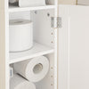 SoBuy FRG177-II-W Meuble Salle de Bain 20 cm de Largeur sur Pied avec Support Papier et Porte - Petit Meuble WC Rangement Gain de Place Blanc