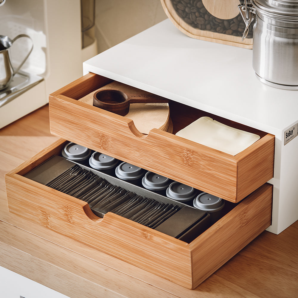 SoBuy FRG180-WN Boîte de rangement Porte-Capsules Nespresso Distributeur Boîte
