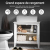 SoBuy FRG202-W Meuble sous lavabo Salle de Bain Meuble de Salle de Bain avec 2 Portes, Grand Espace de Rangement & découpe Siphon sous Vasque MDF, Blanc 60x62x30cm