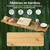 SoBuy FRG212-N Plateau de Baignoire en Bambou 80 cm – Pont de Baignoire en Bois – Extra Long & Vernis pour Grandes Baignoires, Support Verre de Vin & Emplacement Bougie