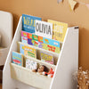 SoBuy FRG225-W Bibliothèque Enfant Rangement Jouet Enfant avec 4 Poches Tissu Étagère Chambre pour Jouet et Livre Bibliothèque Meuble de Rangement Blanc 62x30x71cm