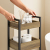 SoBuy FRG226-H-F Étagère WC Étroite 20 cm – Meuble Rangement Toilette Gain de Place, 4 Étagères Compartimentées, Style Industriel Bois et Métal Noir
