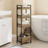 SoBuy FRG226-H-F Étagère WC Étroite 20 cm – Meuble Rangement Toilette Gain de Place, 4 Étagères Compartimentées, Style Industriel Bois et Métal Noir